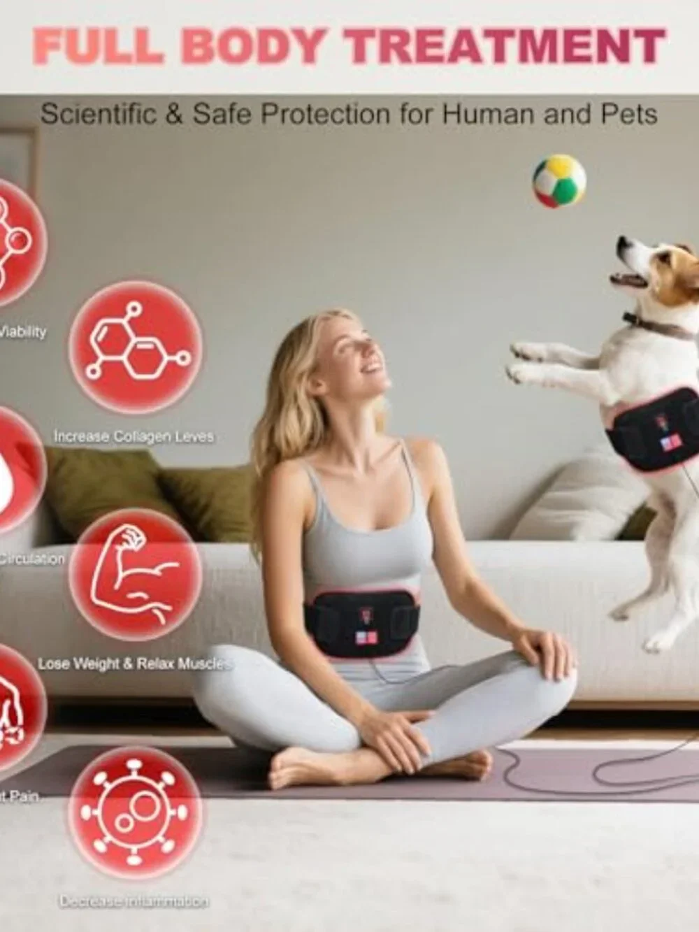 Red Light Infrared Therapy Pad 12.4"x 6.1" Dual Wavelength for Body & Home - Picture 4 of 7